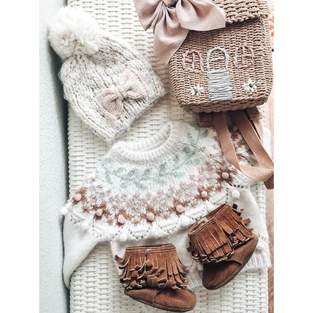 GUC Boho Moccasin soft sole leather Fringe Suede booties 12-18mths
